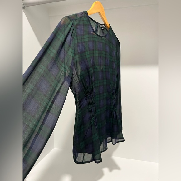 J crew Chiffon shirred-waist top in Black Watch tartan in
Cooper Green Blue sz 0 - Picture 7 of 12